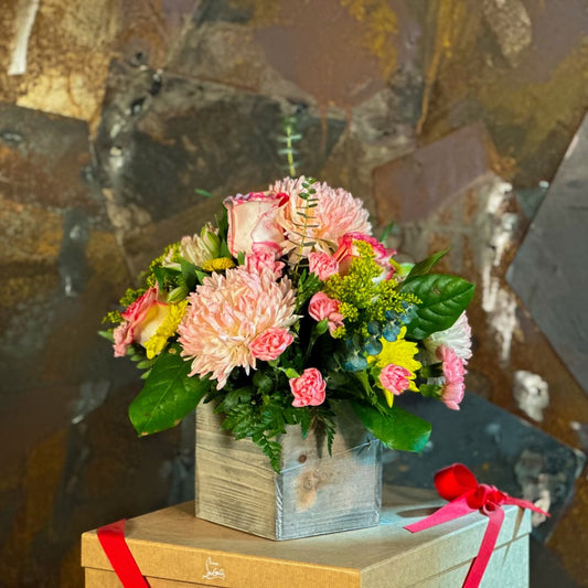 Pink Flowers In Box